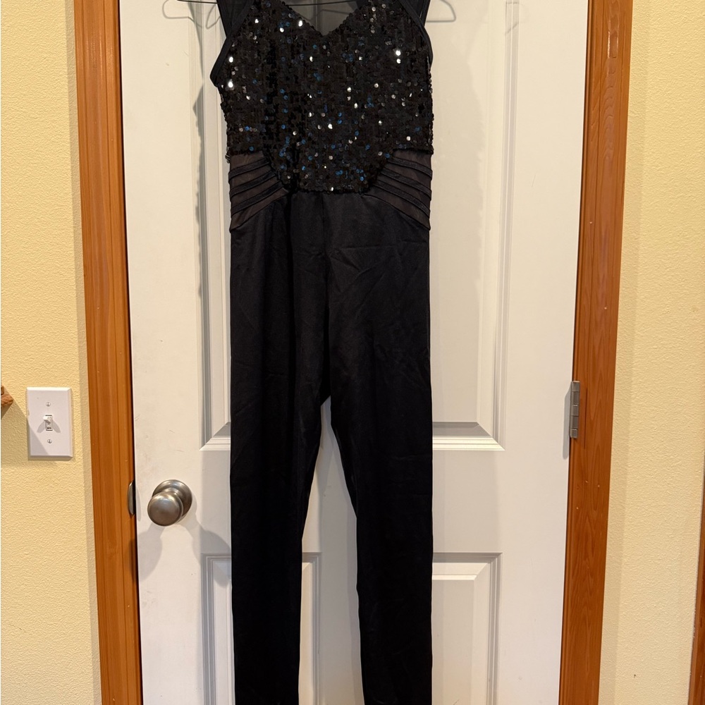 Weissman Black Embellished Jumpsuit/Dance Costume